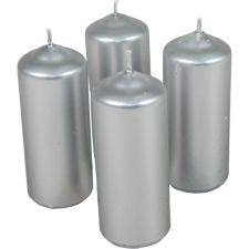 Metál henger gyertya 40x100mm ezüst 4db/csom (db ár) gyertya
