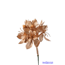  Metál művirágos pick 18cm - Arany dekorációs kellék