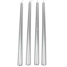  Metál szálas gyertya ezüst 30cm 4db/csom (db ár) dekorációs kellék