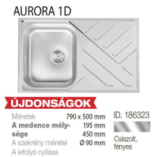 METALAC Aurora 1D Inox mosogató 790x500-195mm 186323 mosogatótálca