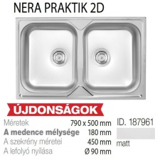 METALAC Nera Praktik 2D Inox mosogató 790x500-180mm 187961 mosogatótálca