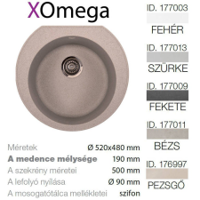 METALAC Omega XGranit Bézs mosogató 520x480/190mm 177011 mosogatótálca