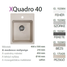 METALAC Quadro 40 XGranit Pezsgő mosogató 400x500/210mm 175426 mosogatótálca