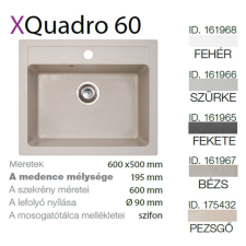 METALAC Quadro 60 XGranit Pezsgő mosogató 600x500/195mm 175432 mosogatótálca