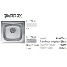 METALAC Quadro 90 Inox mosogató 465x435-155mm Matt 123323 munkalapba építhető mosogatótálca
