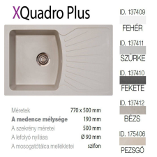 METALAC Quadro Plus XGranit Pezsgő mosogató 770x500/190mm 175406 mosogatótálca