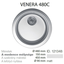 METALAC Venera 480C 90 Inox mosogató 480mm-150mm 121348 mosogatótálca