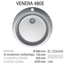 METALAC Venera 480E 60 Inox mosogató 480mm-150mm 054449 mosogatótálca