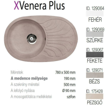 METALAC Venera Plus XGranit Bézs mosogató 780x500/190mm 129071 mosogatótálca
