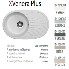 METALAC Venera Plus XGranit Fehér mosogató 780x500/190mm 129064 mosogatótálca