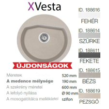 METALAC Vesta XGranit Bézs mosogató 520x600/190mm 188615 mosogatótálca