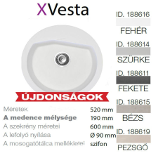 METALAC Vesta XGranit Fehér mosogató 520x600/190mm 188616 mosogatótálca