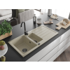 Mexen Andres  konyhai mosogató gránit 1,5 medence+csepegtetö+ pop up szifon  1000 x 500 mm, beige, szifon  fekete  - 6515101510-69-B 1,5 medencés