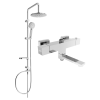 Mexen Carl kád-zuhany készlet fejzuhannyal és termosztatikus kád-zuhany csapteleppel Cube, Króm - 77910240-00