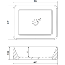 Mexen Catia munkalapi mosdó 48 x 37 cm, Fekete matt - 21314885 szaniter