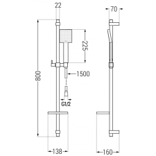 Mexen Cetus DQ45 kád készlet, Fekete - 744303DQ45-70 fürdőkellék