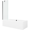 Mexen Cube téglalap alakú fürdőkád 170 x 80 cm burkolattal és 1-szárnyú paravánnal 60 cm, átlátszó, fekete