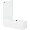 Mexen Cube téglalap alakú kád 170 x 80 cm burkolattal és 1 szárnyú 100 cm-es paravánnal, átlátszó, fekete