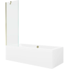 Mexen Cube téglalap alakú kád 170 x 80 cm burkolattal és 1 szárnyú paravánnal 60 cm, átlátszó, arany