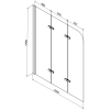 Mexen Cube téglalap alakú kád 170 x 80 cm és burkolattal és 3 szárnyas kádparavánnal 120 cm, Átlátszó, Fekete - 550517080X901203