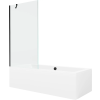 Mexen Cube téglalap alakú kád 180 x 80 cm burkolattal és 1-szárnyú 90 cm-es paravánnal, átlátszó, fekete