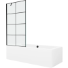 Mexen Cube téglalap alakú kád 180 x 80 cm burkolattal és egyszárnyú paravánnal 90 cm, fekete minta - 550518080X9509007077