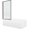 Mexen Cubik 150 x 70 cm-es téglalap alakú kád burkolattal és 1-szárnyú paravánnal, fekete fix minta
