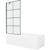 Mexen Cubik 160 x 70 cm-es téglalap alakú kád burkolattal és egyszárnyú paravánnal 90 cm, fekete mintával
