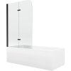 Mexen Cubik 170 x 70 cm-es téglalap alakú kád burkolattal és 80 cm-es, 2-szárnyú paravánnal, átlátszó, fekete