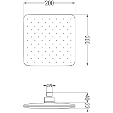 Mexen D-62 fejzuhany 20x20 cm, Fekete - 79762-70 csaptelep