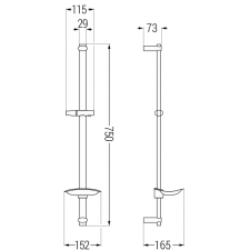 Mexen DB zuhanyrúd szappantartóval 75 cm, Fekete - 79384-70 fürdőszoba kiegészítő