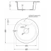 Mexen Diego 1-medencés gránit mosogató 488 x 480 mm, Fekete foltos, szifon Arany - 6512481000-76-G