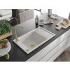 Mexen Elias  konyhai mosogató gránit 1 medence+csepegtetö+ pop up szifon  795 x 480 mm, fehér , szifon  arany  - 6511791005-20-G 1 medencés