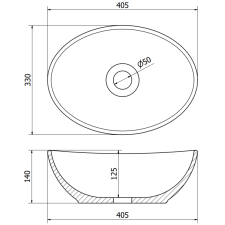 Mexen Elza munkalapi mosdó 40 x 33 cm, sötétkék matt - 21014042 szaniter