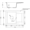 Mexen Enzo1-medencés gránit mosogató edényszárítóval 576 x 465 mm, Fekete/Fém arany, szifon Arany - 6506571005-75-G