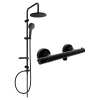 Mexen Erik fali zuhany szett fejzuhannyal és termosztatikus slim csapteleppel, Fekete - 77105205-70
