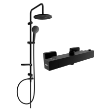 Mexen Erik Zuhanygarnitúra - Termosztatikus - Fekete fürdőkellék