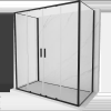 Mexen Exo-3S 3-falú, tolóajtós zuhanykabin 170 x 90 cm, átlátszó, fekete - 8152-170-090-70-00-3S