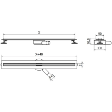 Mexen Flat 360° Slim forgó zuhanyfolyóka 110 cm, Arany - 1541110 fürdőkellék