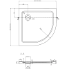 Mexen Flat félkör alakú slim zuhanytálca 90 x 90 cm, Fehér, szifon Fekete - 41109090B