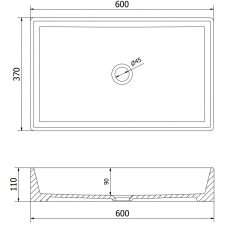 Mexen Goya munkalapi mosdó 60 x 37 cm, Fekete matt- 22186085 szaniter
