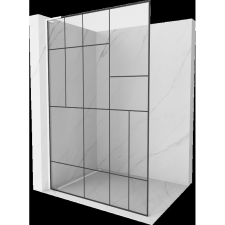Mexen Kioto L Walk-in zuhanyfal 110 x 200 cm, fekete minta, fehér fürdőkellék