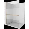 Mexen Kioto+ L zuhanyfal polccal Walk-in 120 x 200 cm, átlátszó/froste üveg, kefélt réz - 800-120-123-65-35