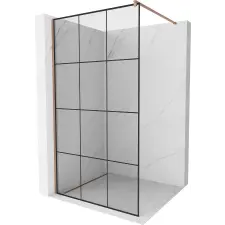 Mexen Kioto Walk-in Zuhanyfal - 110x200 cm - Fekete/Rózsaszín Arany kád, zuhanykabin