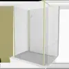 Mexen Kioto walk-in zuhanyfal 130 x 115 x 40 cm, áttetsző, arany kefe - 800-130-115-221-55-00-040