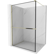 Mexen Kioto+ Walk-in Zuhanyfal - 130x200 cm - 8 mm Biztonsági Üveg - Fekete-Arany kád, zuhanykabin