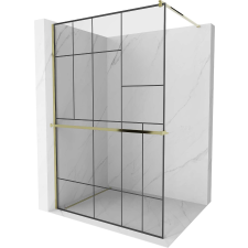 Mexen Kioto+ Walk-in Zuhanyfal - 130x200 cm - 8 mm Üveg - Fekete/Arany kád, zuhanykabin