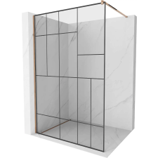Mexen Kioto Walk-In Zuhanyfal - 140x200 cm - 8 mm Üveg - Fekete/Rózsaarany kád, zuhanykabin