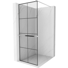 Mexen Kioto+ Walk-in Zuhanyfal - 70x200 cm - Átlátszó Üveg/Fekete kád, zuhanykabin