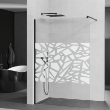 Mexen Kioto walk-in zuhanyfal - átlátszó - dekorbetéttel üveg / fekete profil - 100 cm (800-100-101-70-85) kád, zuhanykabin